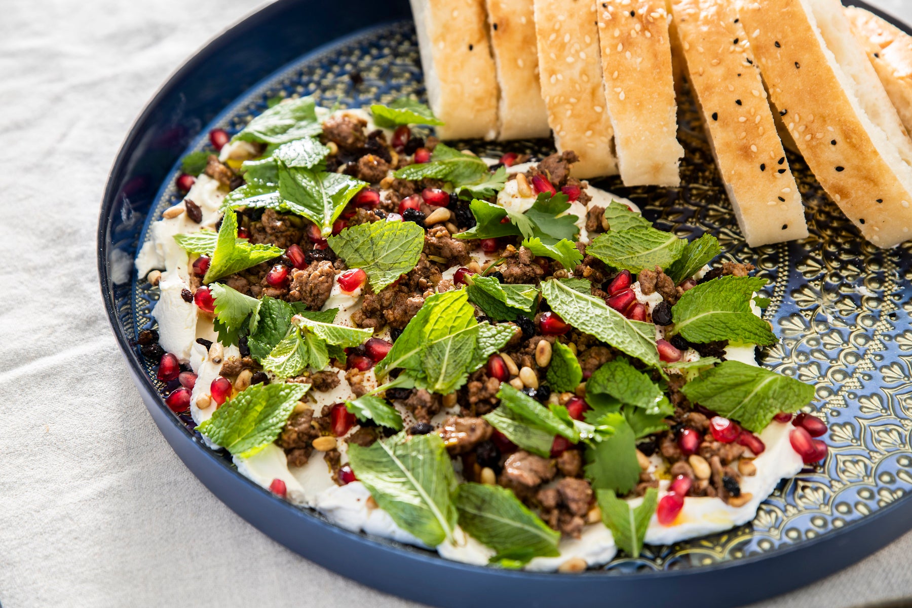 Labneh with Seasoned Lamb Mince