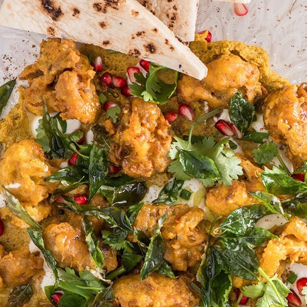 Indian Cauliflower Dip with Cauliflower Fritters