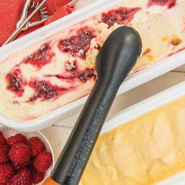 Peach & Raspberry Ripple or Peach & White Chocolate Ice Cream