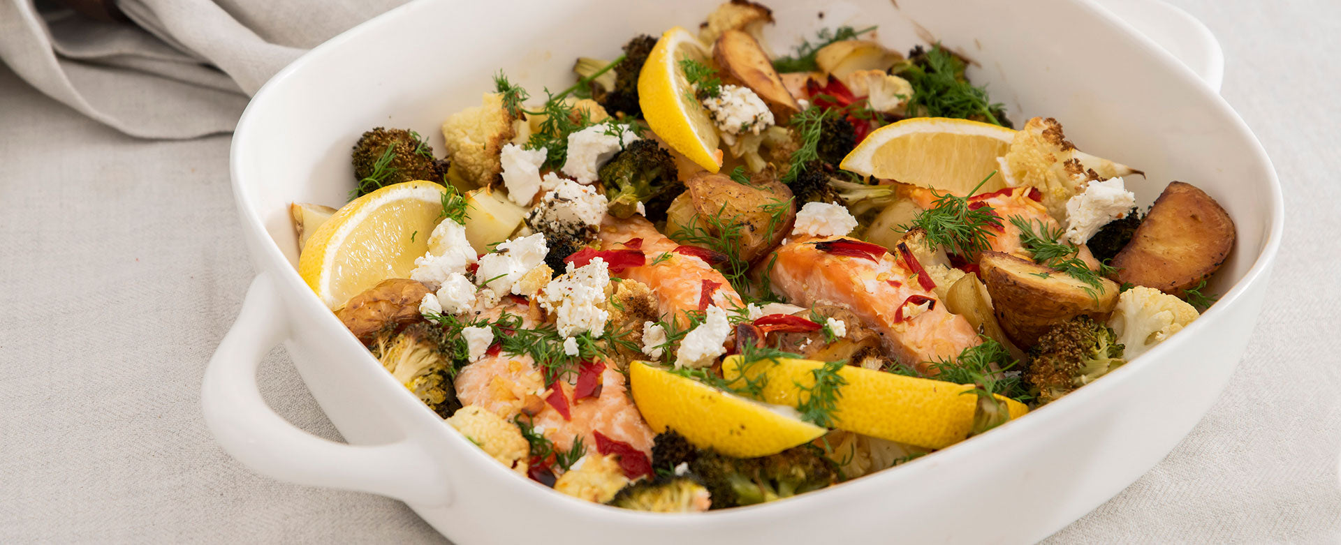 Salmon and vegetable bake