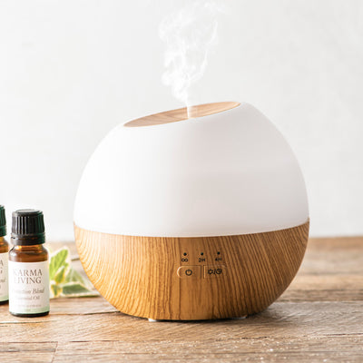 Karma Living Rechargeable White & Wood Grain Ultrasonic Diffuser