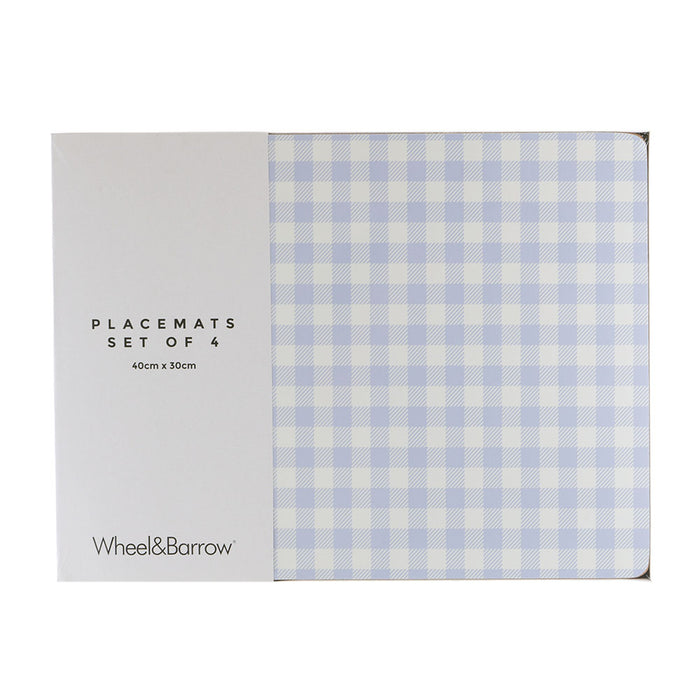 Cork Backed Placemat Rectangle Blue Gingham Set/4 40x30cm