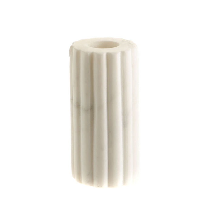 CANDLE HOLDER Ribbed White Marble 10x5cm