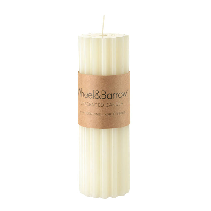 Pillar Candle Ribbed White 5x15cm
