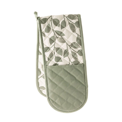 Leaves Print Double Oven Mitt Green 18x90cm