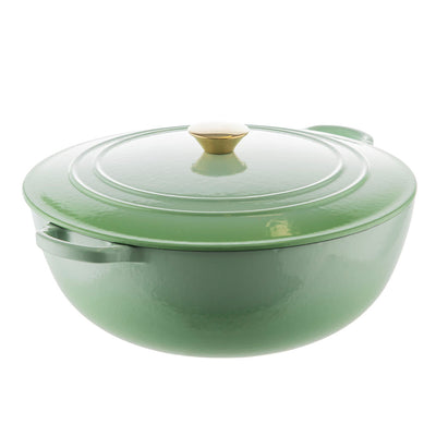 Ombre Pale Green Round 32.5cm 7L Cast Iron Casserole Pot