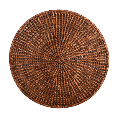 Round Rattan Placemat - Dark Brown (35cm) - Wheel&Barrow Home