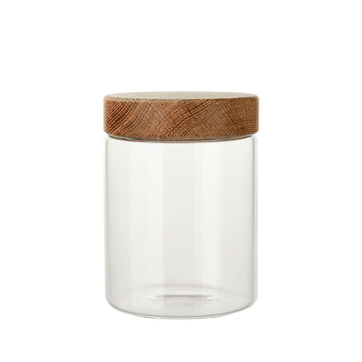 STORAGE JAR Glass with Oak Wood Lid 700ml Medium - Wheel&Barrow Home