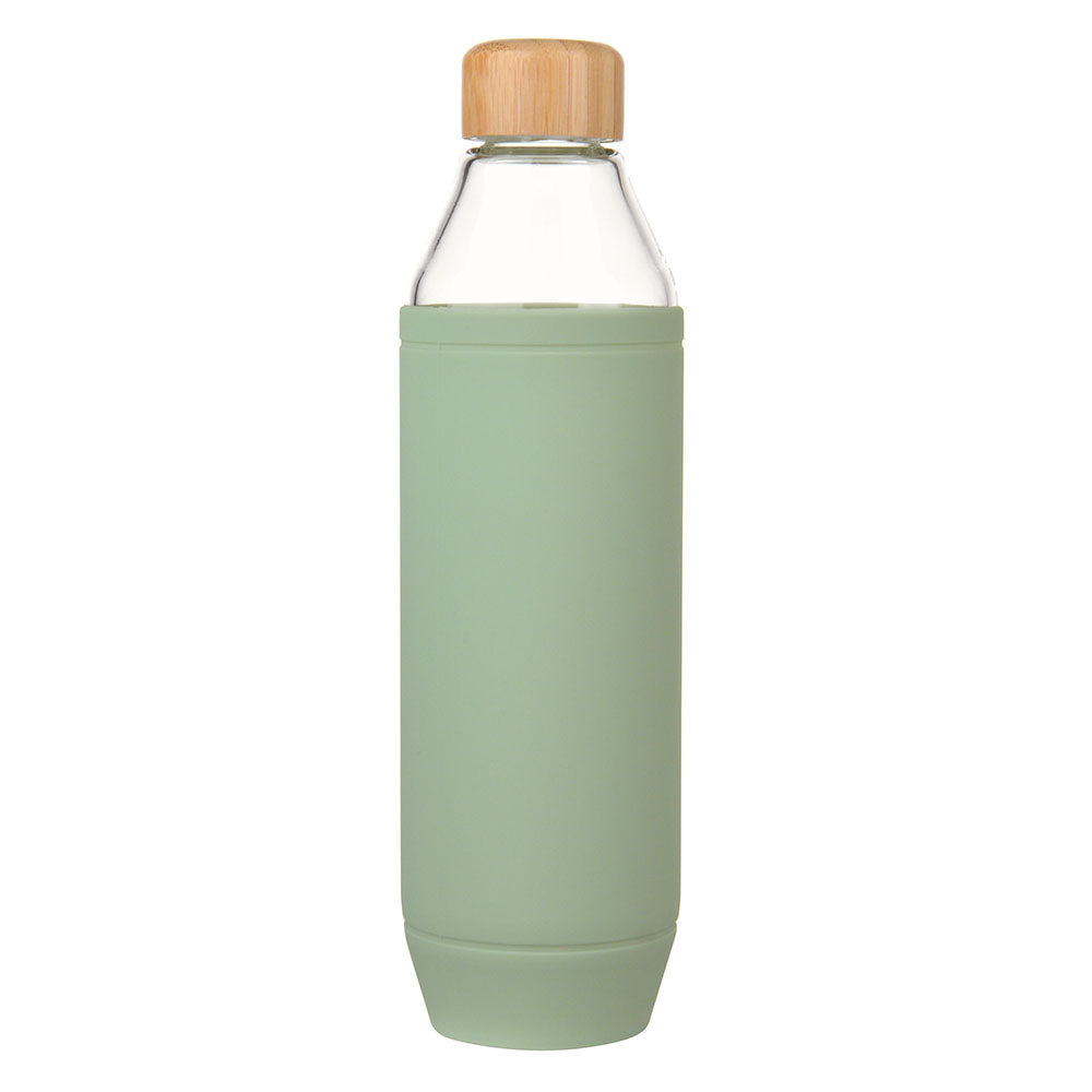 GLASS BOTTLE Mint Silicone Sleeve with Bamboo Lid 800ml - Wheel&Barrow Home