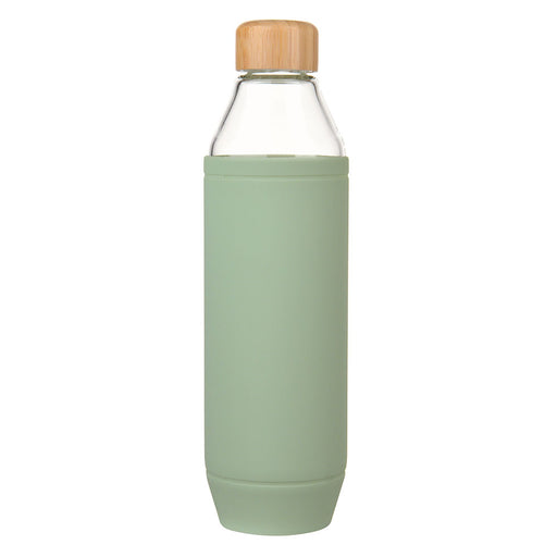 GLASS BOTTLE Mint Silicone Sleeve with Bamboo Lid 800ml - Wheel&Barrow Home