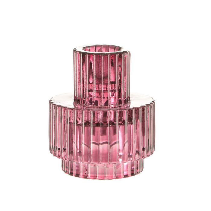Glass Candle Holder Pink 8.5x7cm