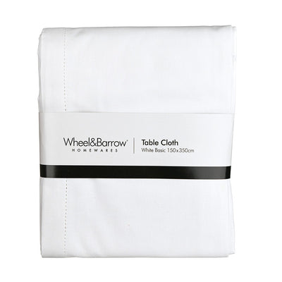 TABLECLOTH White Basics Hem Stitch 150x350cm - Wheel&Barrow Home