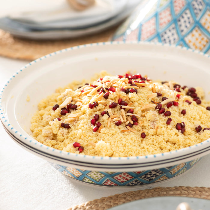 Moroccan Couscous with Slivered Almonds and Pomegranate Seeds