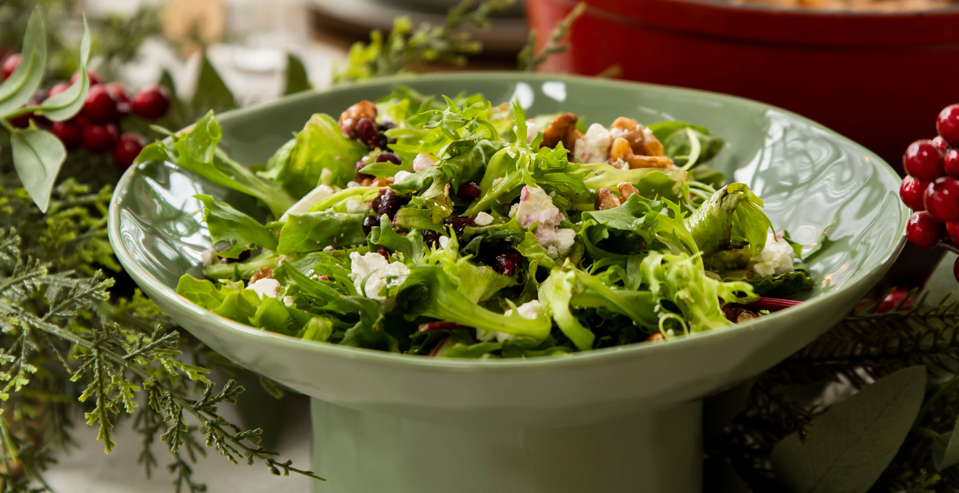 Leafy Greens with Pomegranate Seeds