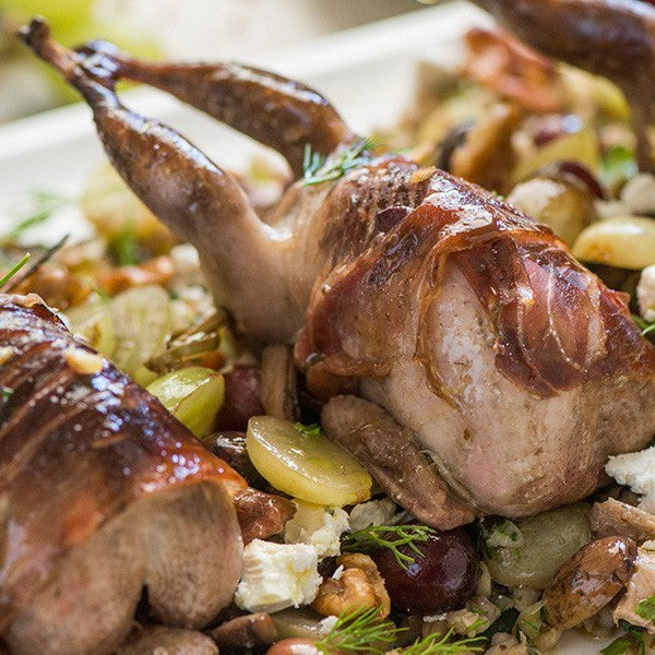 Roasted Quail Stuffed with Pearl Barley