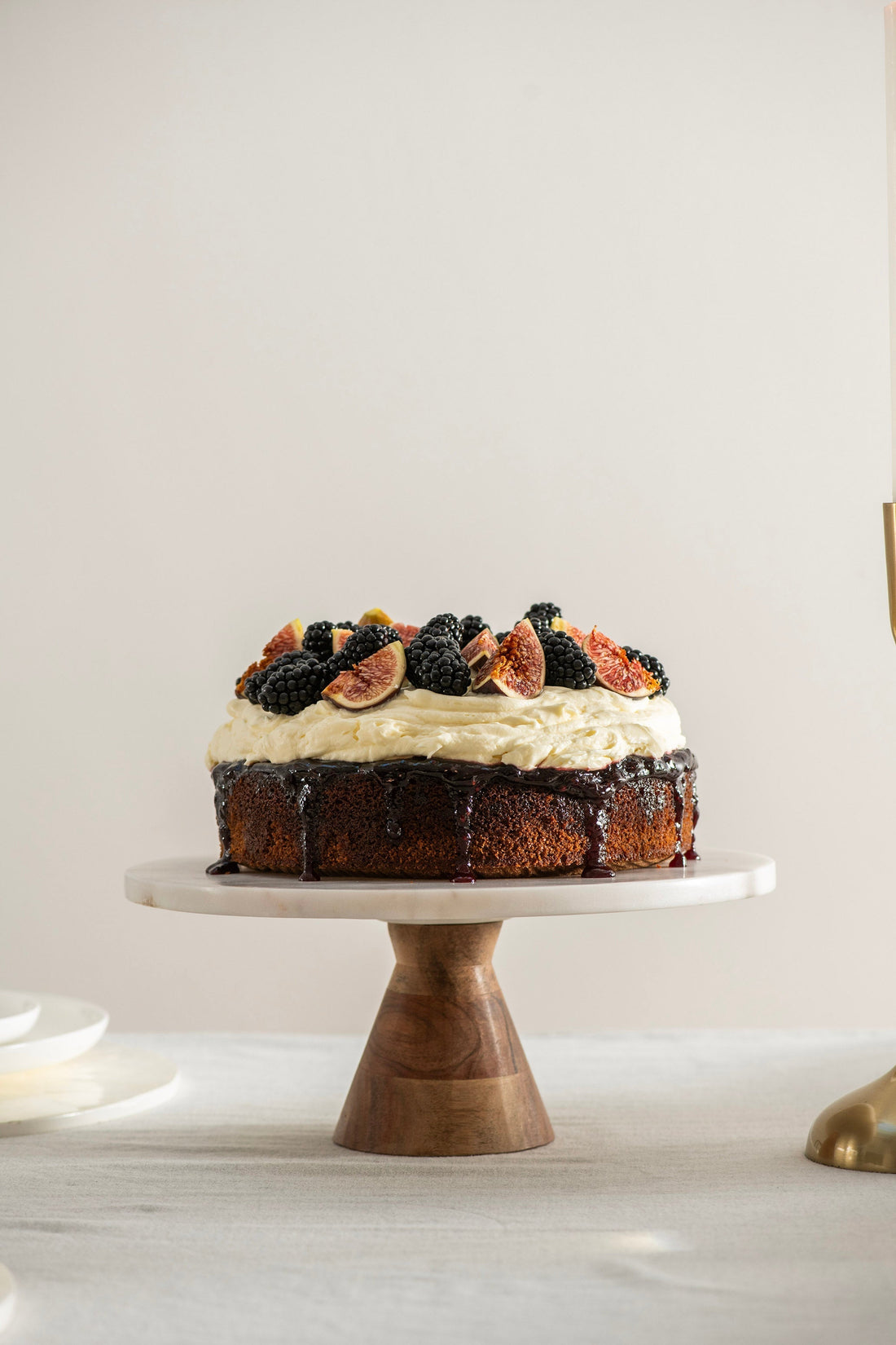 Honey Cake with Figs & Blackberries