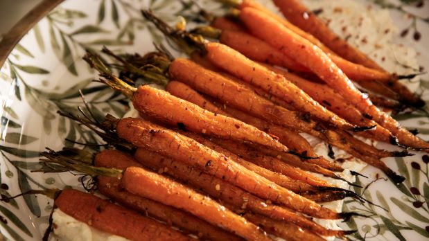 Roasted Carrots with maple and whipped feta