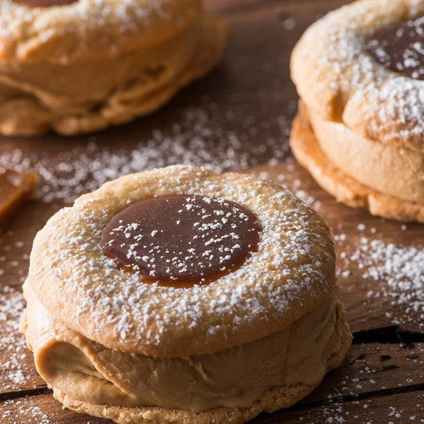 Salted Caramel Thumbprint Cookies/Ice Cream Sandwiches