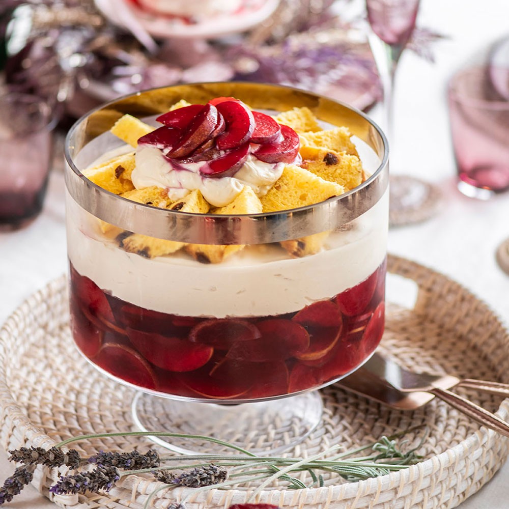 Mulled Wine Marsala Cream & Plum Trifle