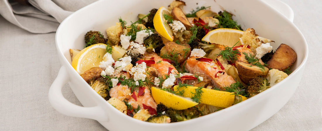 Salmon and vegetable bake