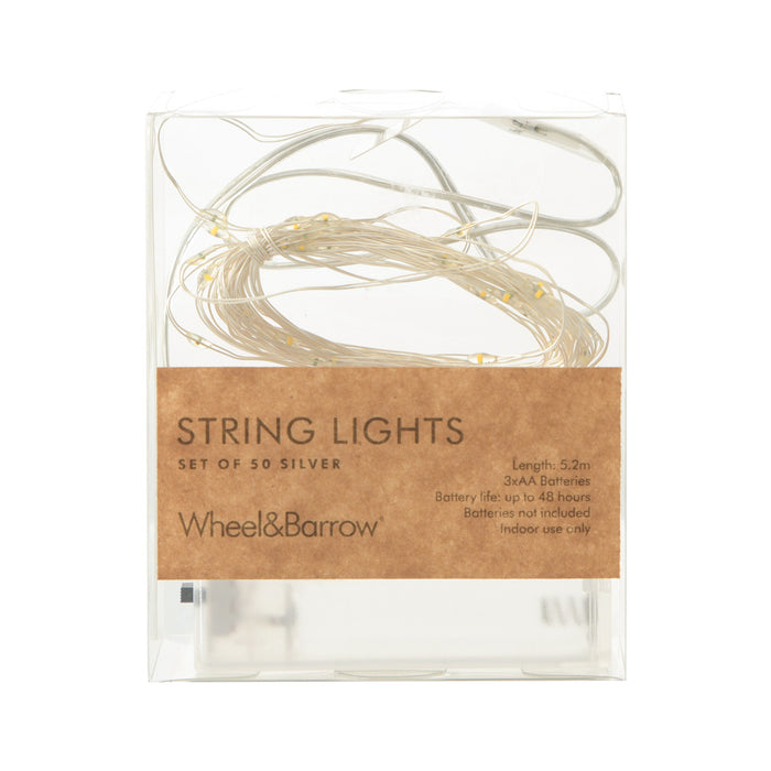 String Lights Silver 50 Bulbs 5.2m