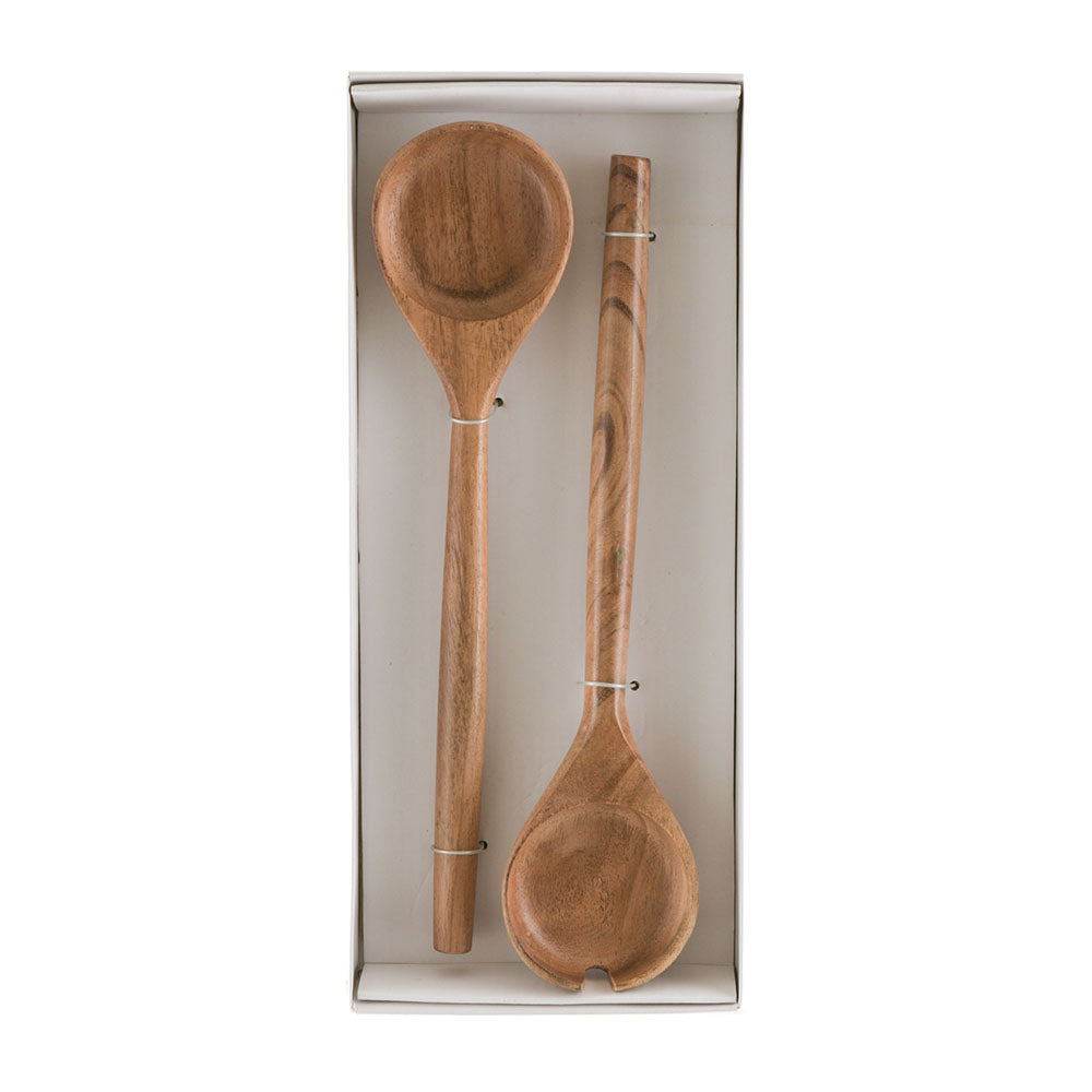 Dark Acacia Salad Server Set