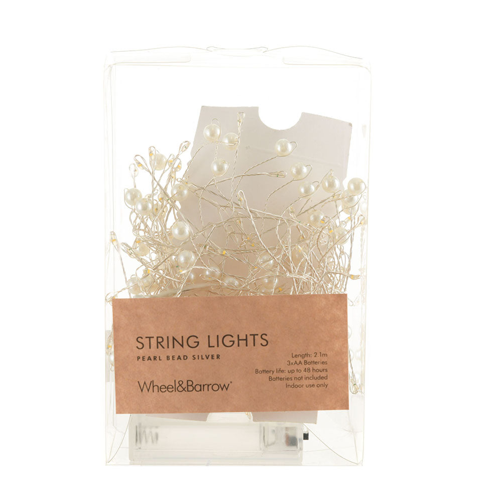 Beaded Rope Light Silver Pearl Bead String Lights – Wheel&Barrow Home