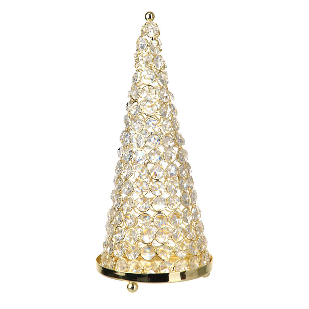 Christmas Cone Tree Gold with Clear Crystals 31x12cm Medium