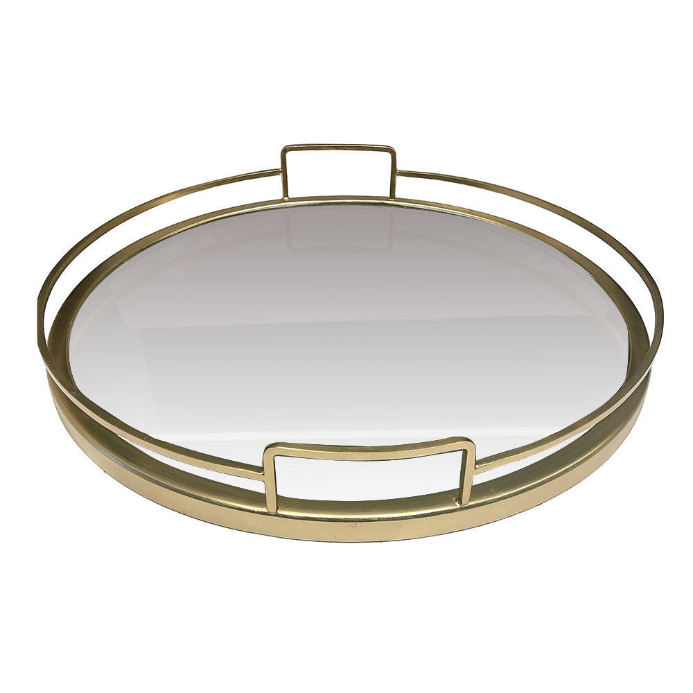 Mirror Base Tray Round Gold with Straight Sides 40x7cm