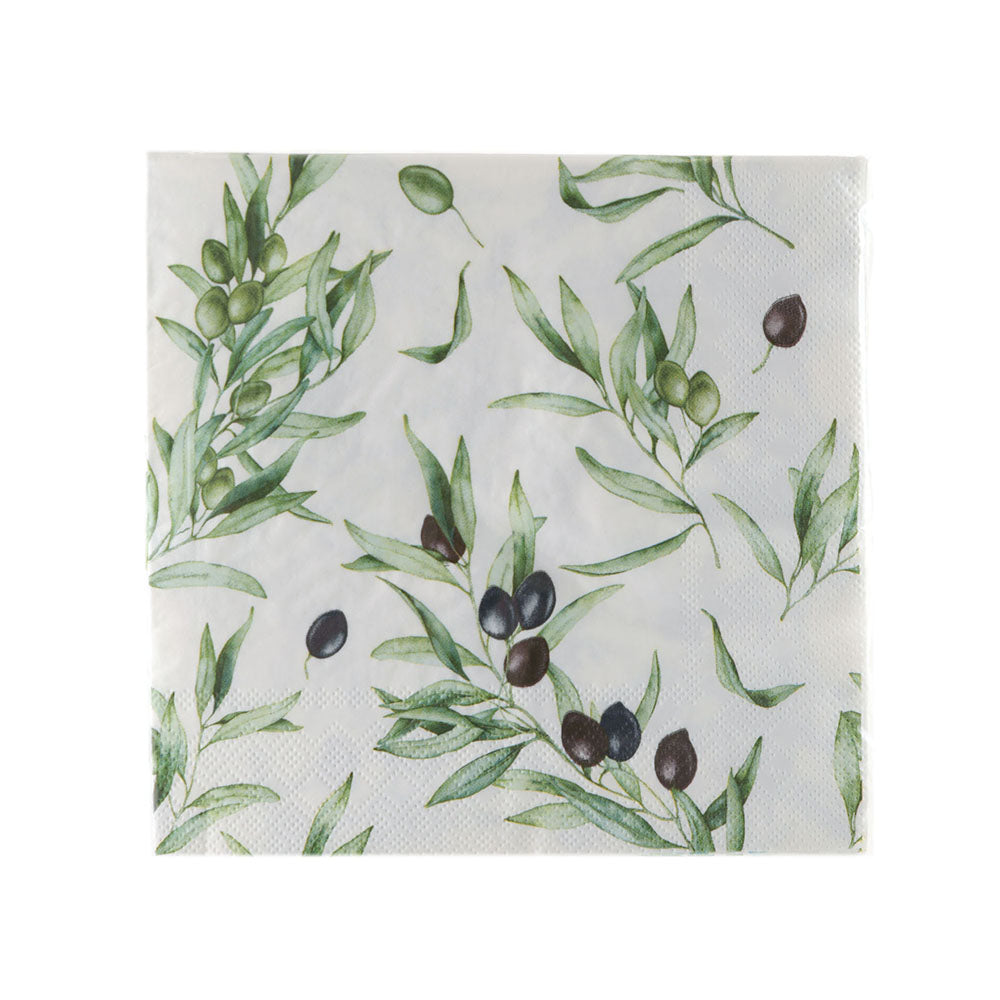 Dark Olive Branch Paper Napkin Pack