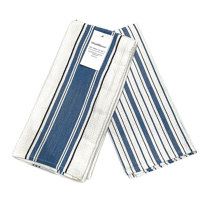 Tea Towel Set/4 Classic Stripe Blue & White Stripe