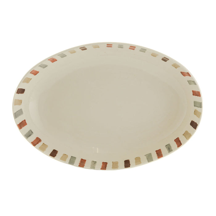 Neutral Stripes Ceramic Oval Bowl 35x24cm