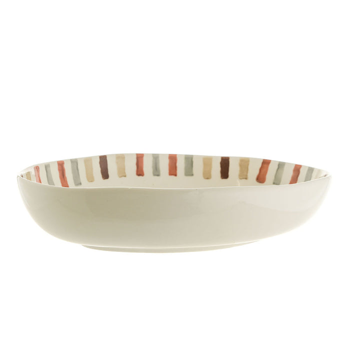 Neutral Stripes Ceramic Oval Bowl 35x24cm
