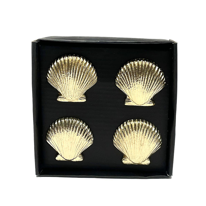 Shell Napkin Ring Set/4 Champagne Gold