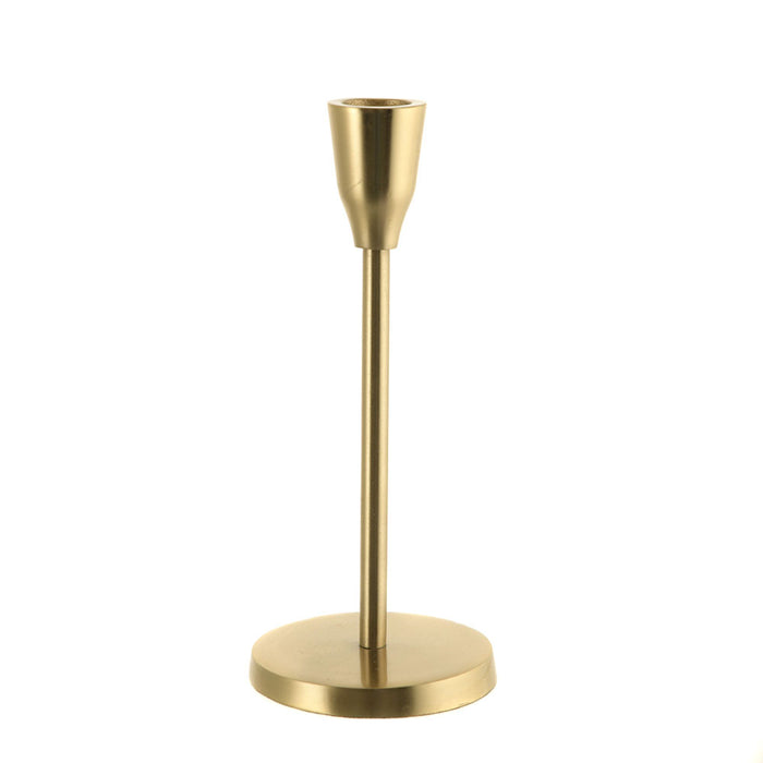 Taper Candle Holder Brushed Gold 19cm Small