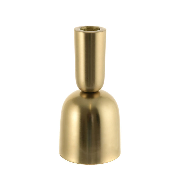 Taper Candle Holder Bell Shape Brushed Gold 15.25cm