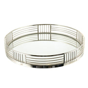 Silver Round Tray with Mirror Base