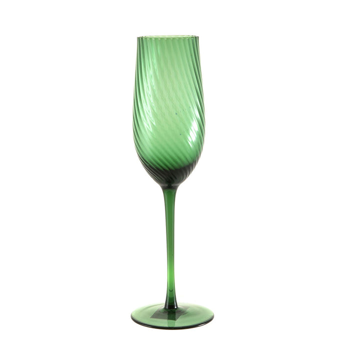 Champagne Flute Swirl Emerald Green 270ml