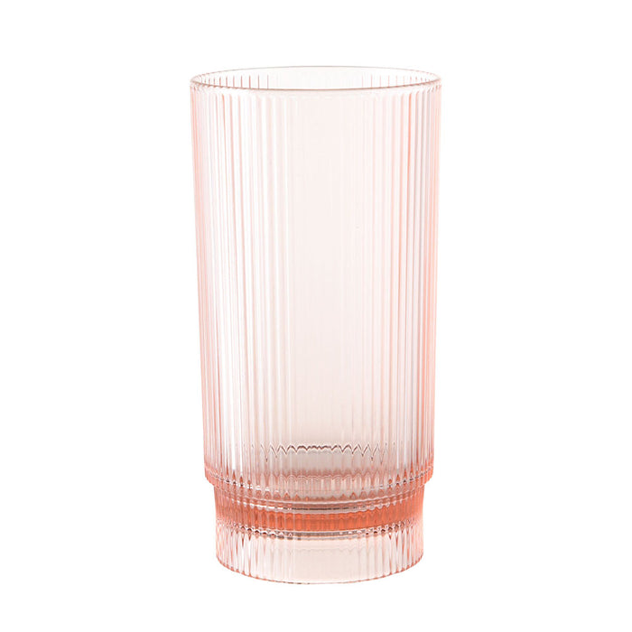 Acrylic Ribbed Hi Ball Glass Pink 410ml