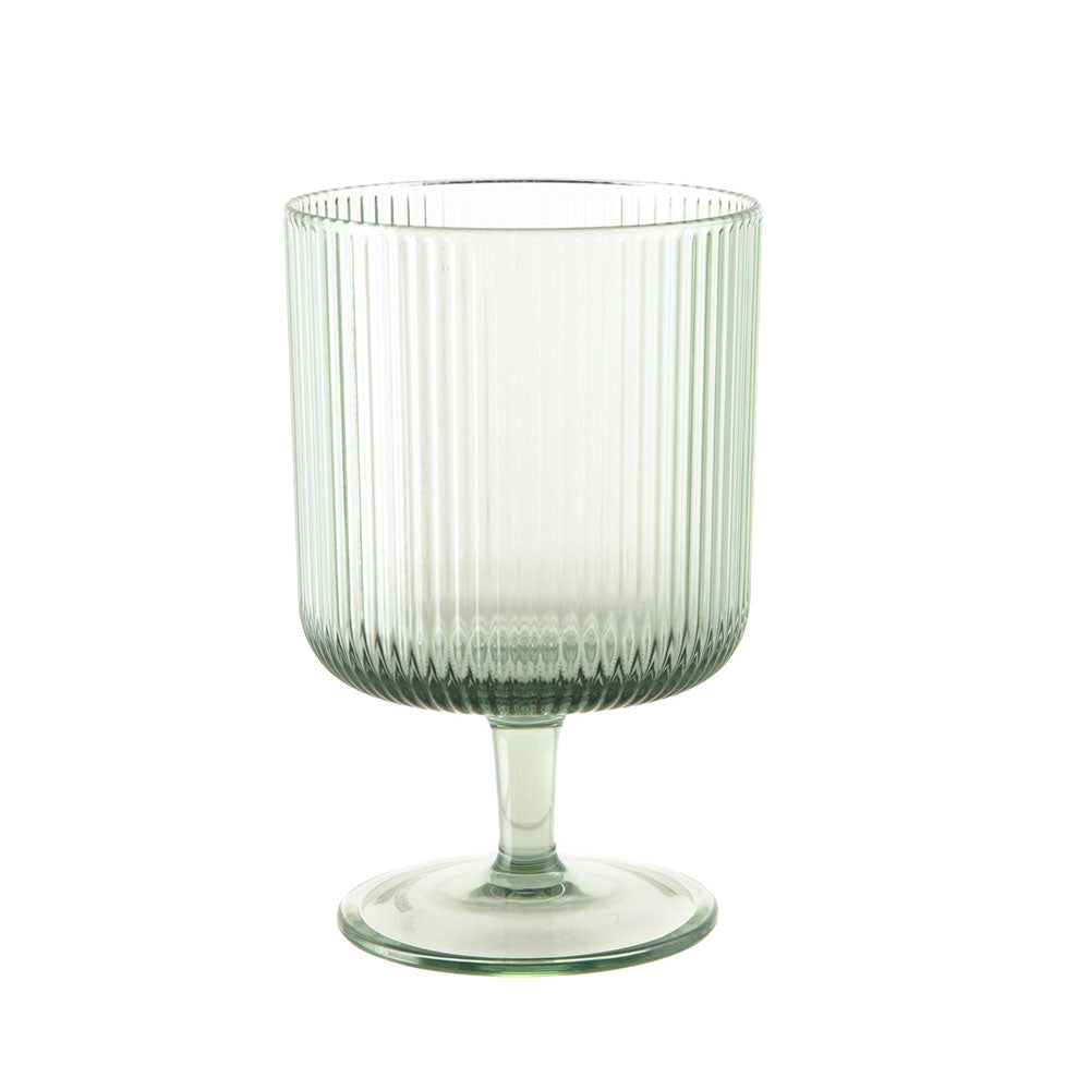 MS Ribbed Green Wine Glass