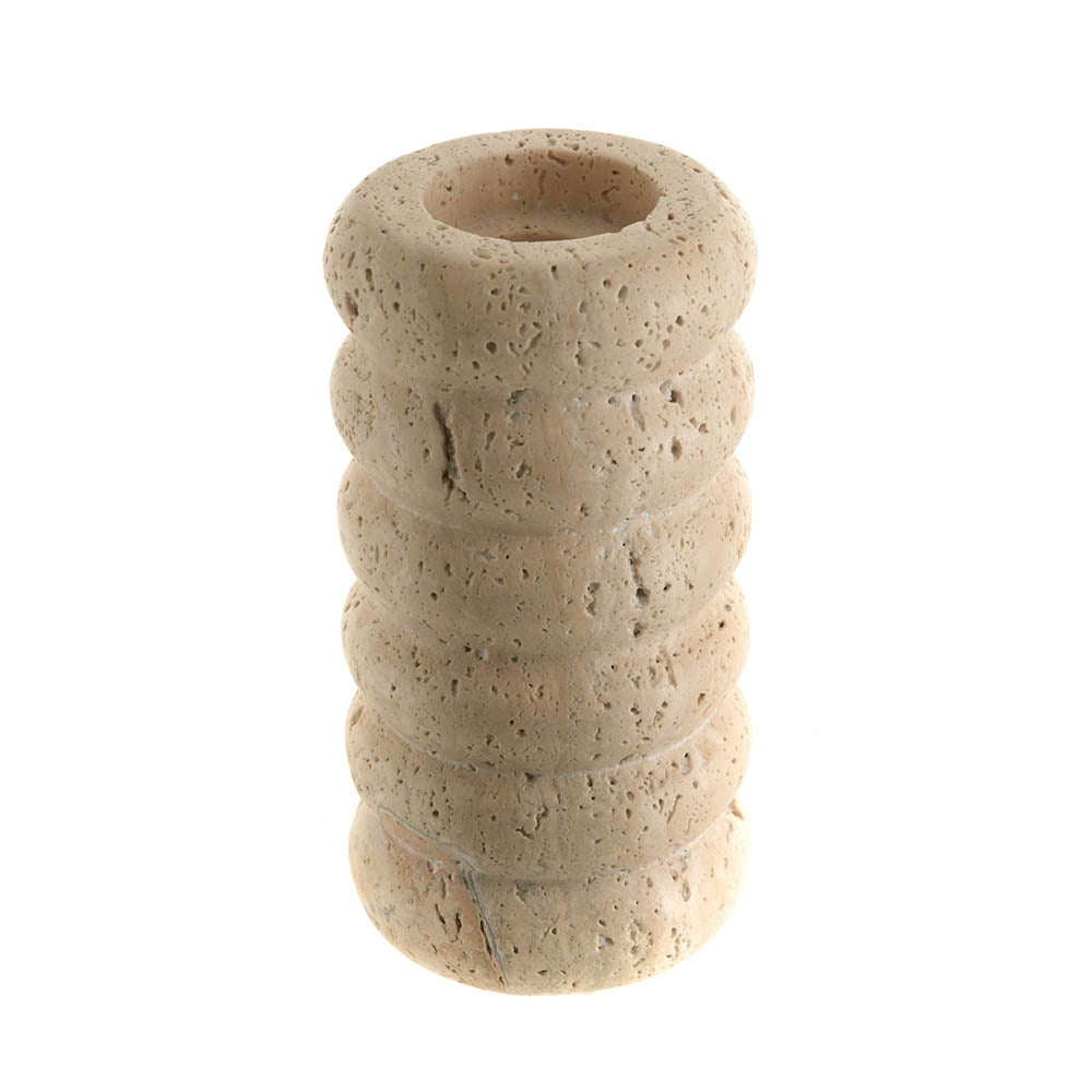 Candle Holder Beige Travertine 15cm