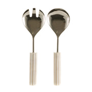 Salad Server Set with White Marble Handle