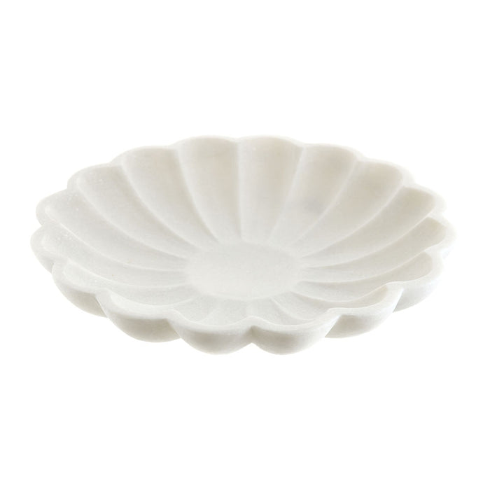 BOWL Round with Scalloped Edge White Marble 28cm