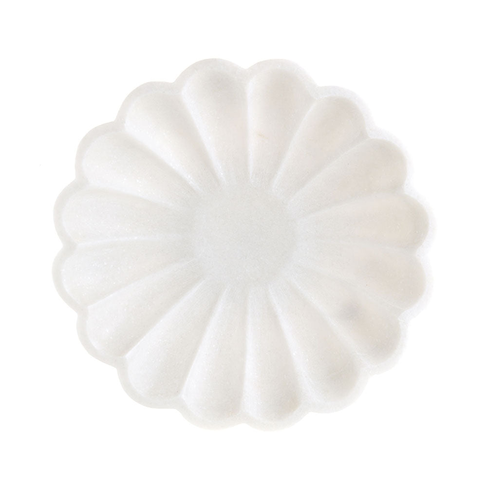 White Marble Scalloped Edge Round Bowl 28cm