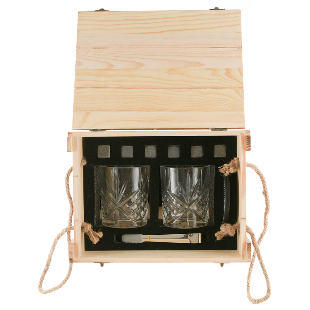 Boxed Whisky Set - Glasses with Coasters & Ice Stones