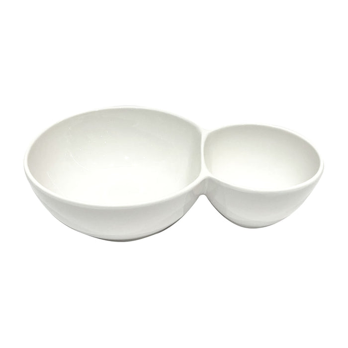 Porcelain Bowl with 2 Divisions 30cm White