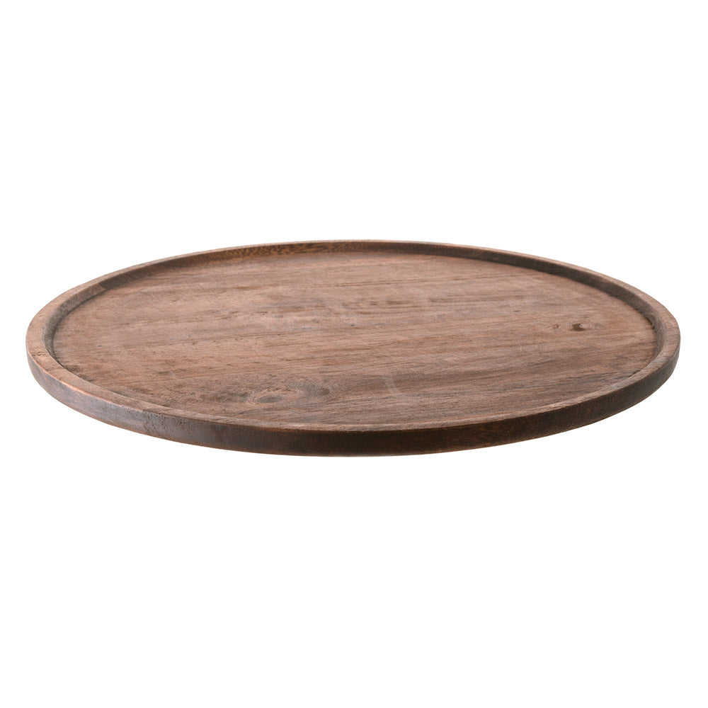 Dark Brown Acacia Wood Round Tray 48cm