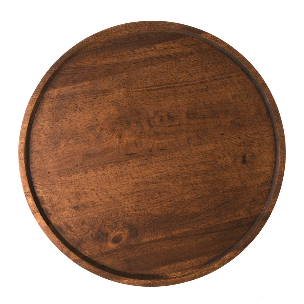 Dark Brown Acacia Wood Round Tray 48cm