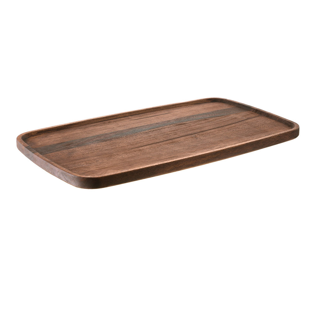 Dark Brown Acacia Wood Rectangle Tray 58x34cm