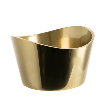Wave Cut Stainless Steel Gold Oval Wine Cooler Large